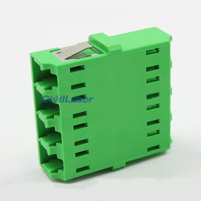 LC APC Connector Four Core Plastic Verde Fiber Optic Adapter